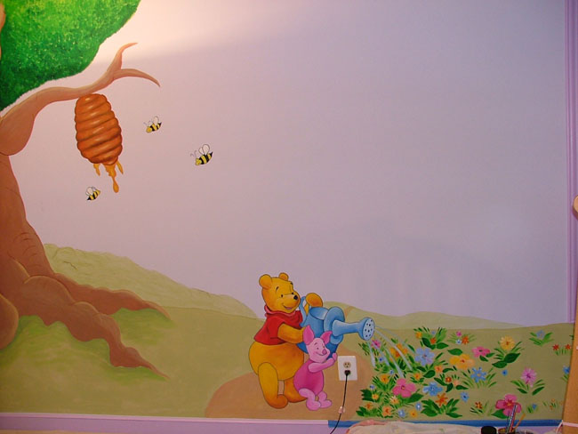 Pooh's garden mural